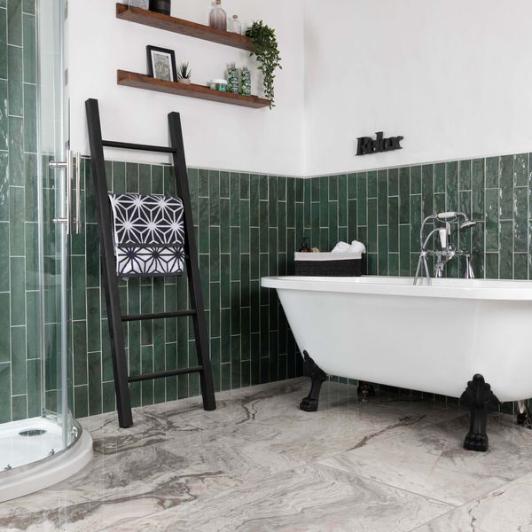 Asley Green Gloss Porcelain Wall Tile 75X300mm