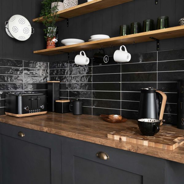 Asley Black Gloss Porcelain Wall Tile 75X300mm