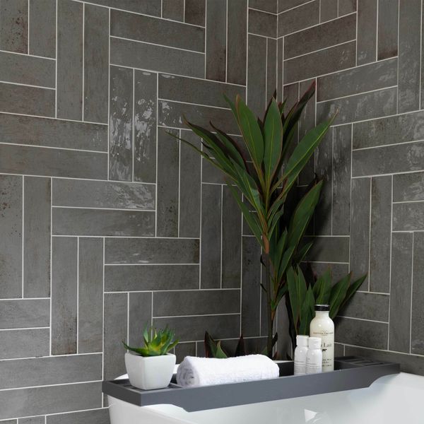 Asley Grey Gloss Porcelain Wall Tile 75X300mm