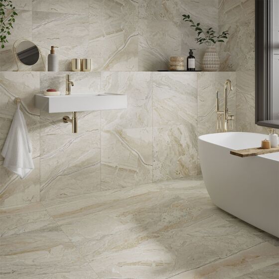 Earth Natural Stone Effect Matt Porcelain Wall & Floor Tile 600x1200mm