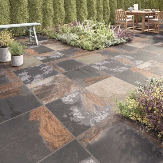 Abbey Multi Colour Matt Glazed Outdoor Porcelain Tile 600x600x20mm